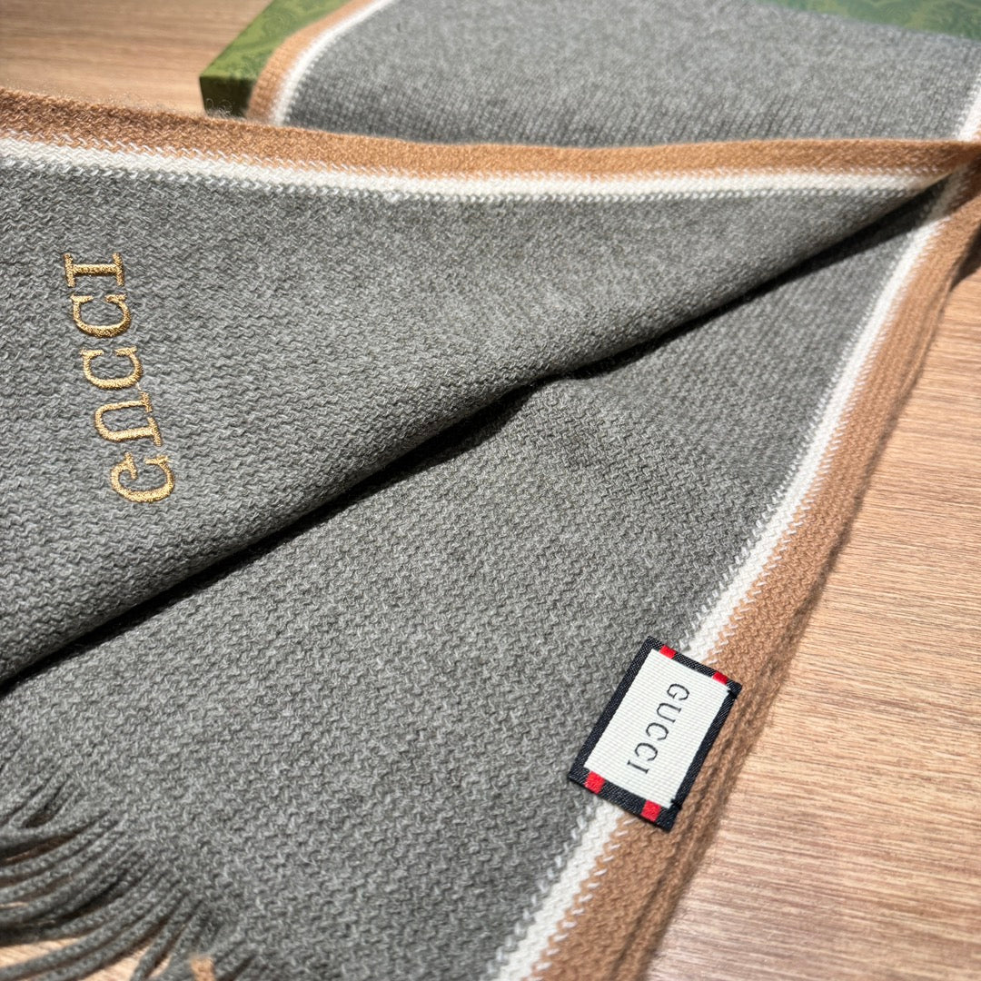 SCARF 180 CM IN SHADOW GRAY MIX PEANUT BROWN WOOL 403965 mysite