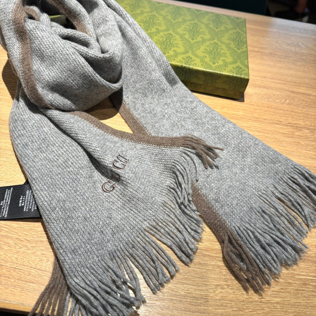SCARF 180 CM IN SMOKE GRAY MIX BROWN WOOL 403966 mysite