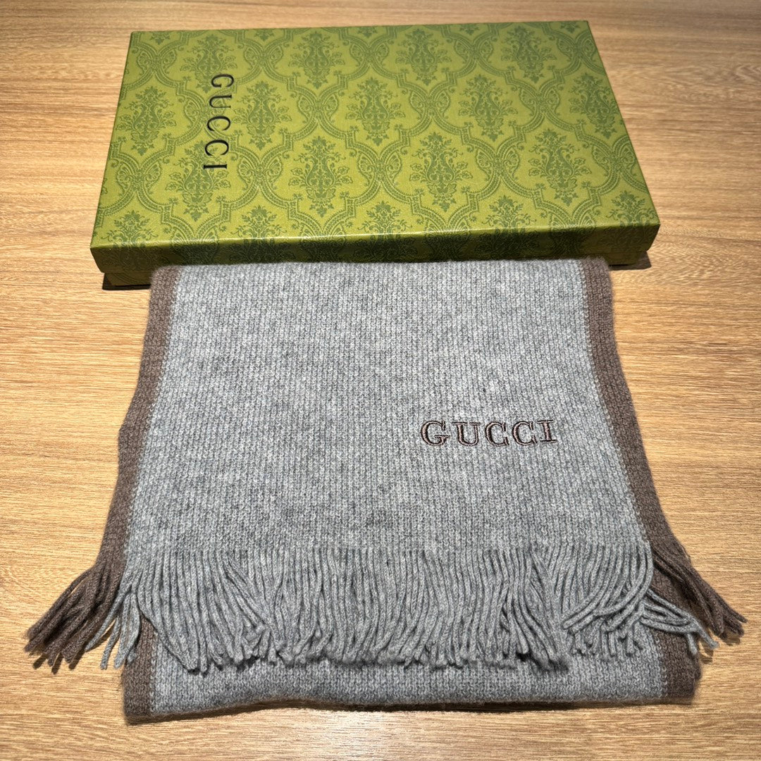 SCARF 180 CM IN SMOKE GRAY MIX BROWN WOOL 403966 mysite