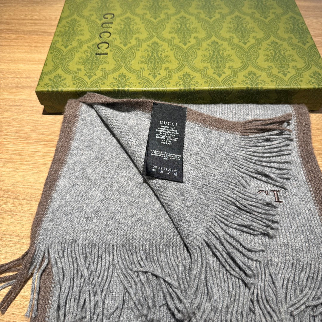 SCARF 180 CM IN SMOKE GRAY MIX BROWN WOOL 403966 mysite