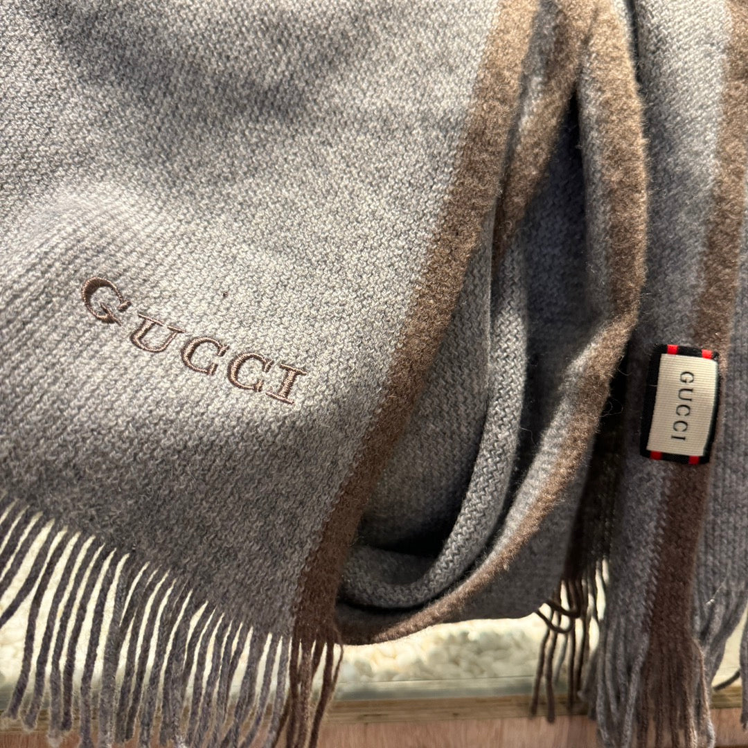 SCARF 180 CM IN SMOKE GRAY MIX BROWN WOOL 403966 mysite