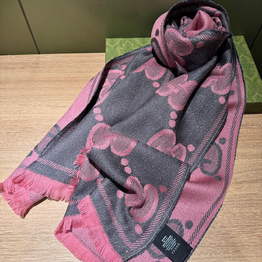 SCARF 195 CM IN DARK PINK GG WOOL LAMÉ JACQUARD 403976 mysite