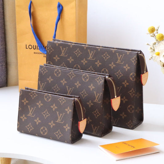 LV Trio Toilet Pouch Brown Monogram Canvas Cowhide 247994 mysite