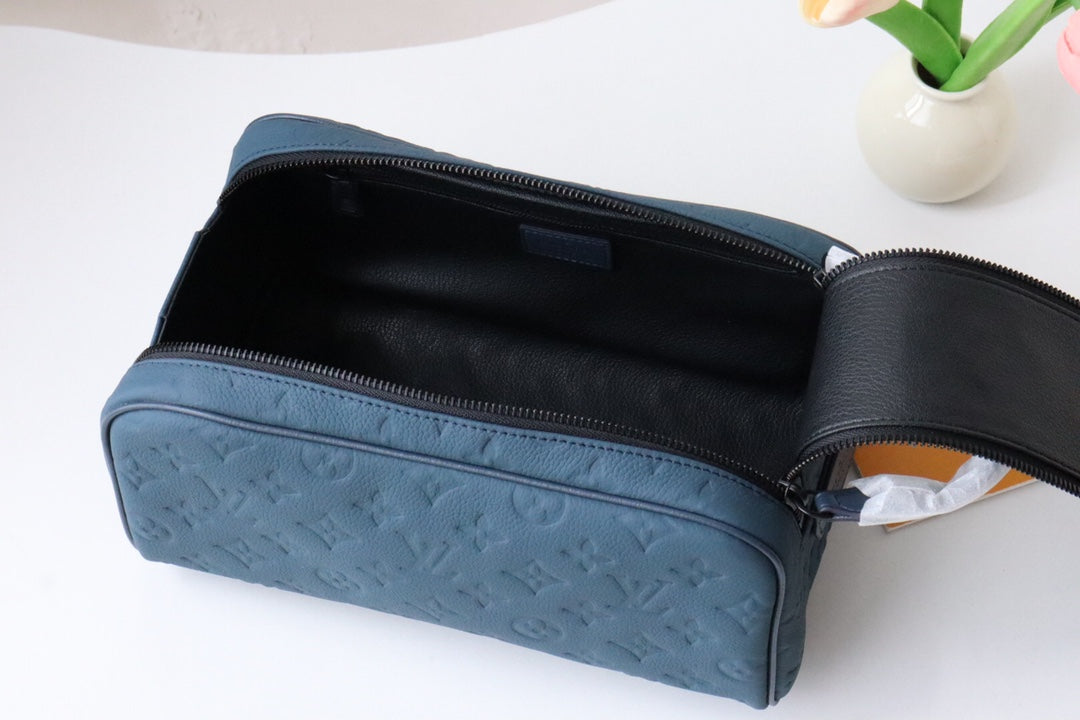 LV Dopp Kit Toiletry Bag Blue-Gray Taurillon Monogram Leather 217069 mysite
