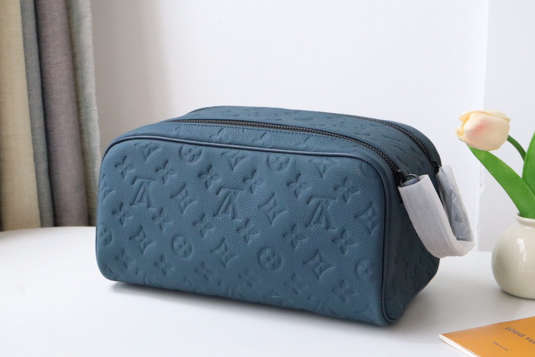 LV Dopp Kit Toiletry Bag Blue-Gray Taurillon Monogram Leather 217069 mysite