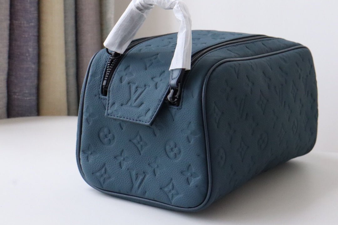 LV Dopp Kit Toiletry Bag Blue-Gray Taurillon Monogram Leather 217069 mysite