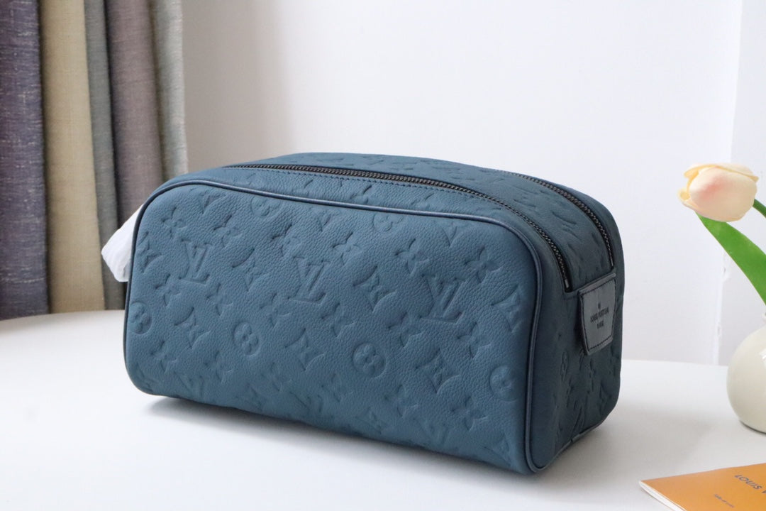 LV Dopp Kit Toiletry Bag Blue-Gray Taurillon Monogram Leather 217069 mysite