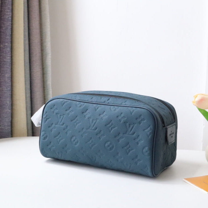LV Dopp Kit Toiletry Bag Blue-Gray Taurillon Monogram Leather 217069 mysite