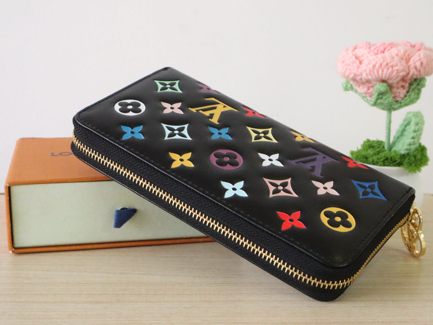 LV × TM Zippy Wallet 19.5cm Multicolor Monogram Embossed Lambskin GHW mysite