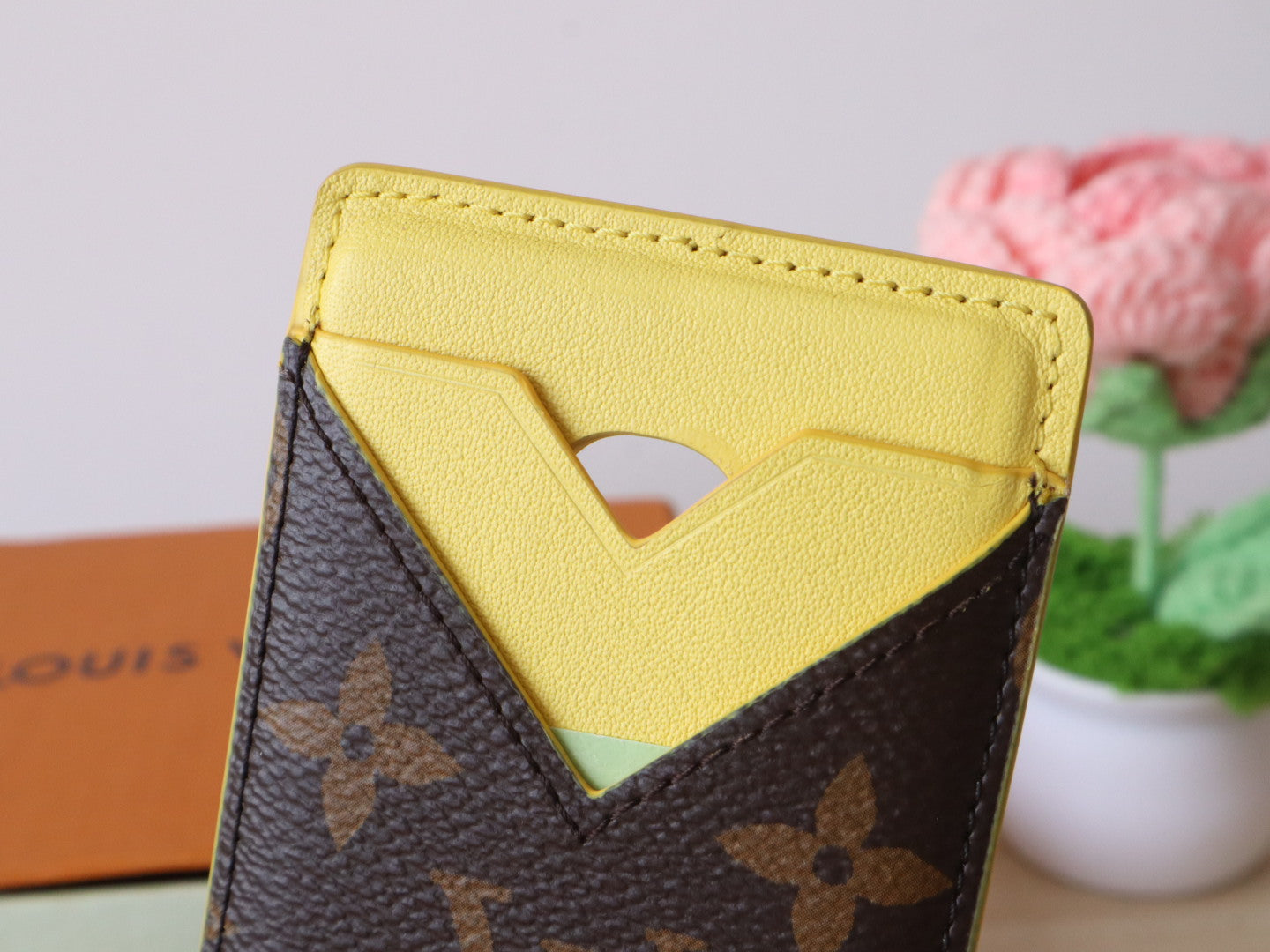 LV Porte-Cartes Magnet Brown Yellow Monogram Canvas & Cowhide mysite