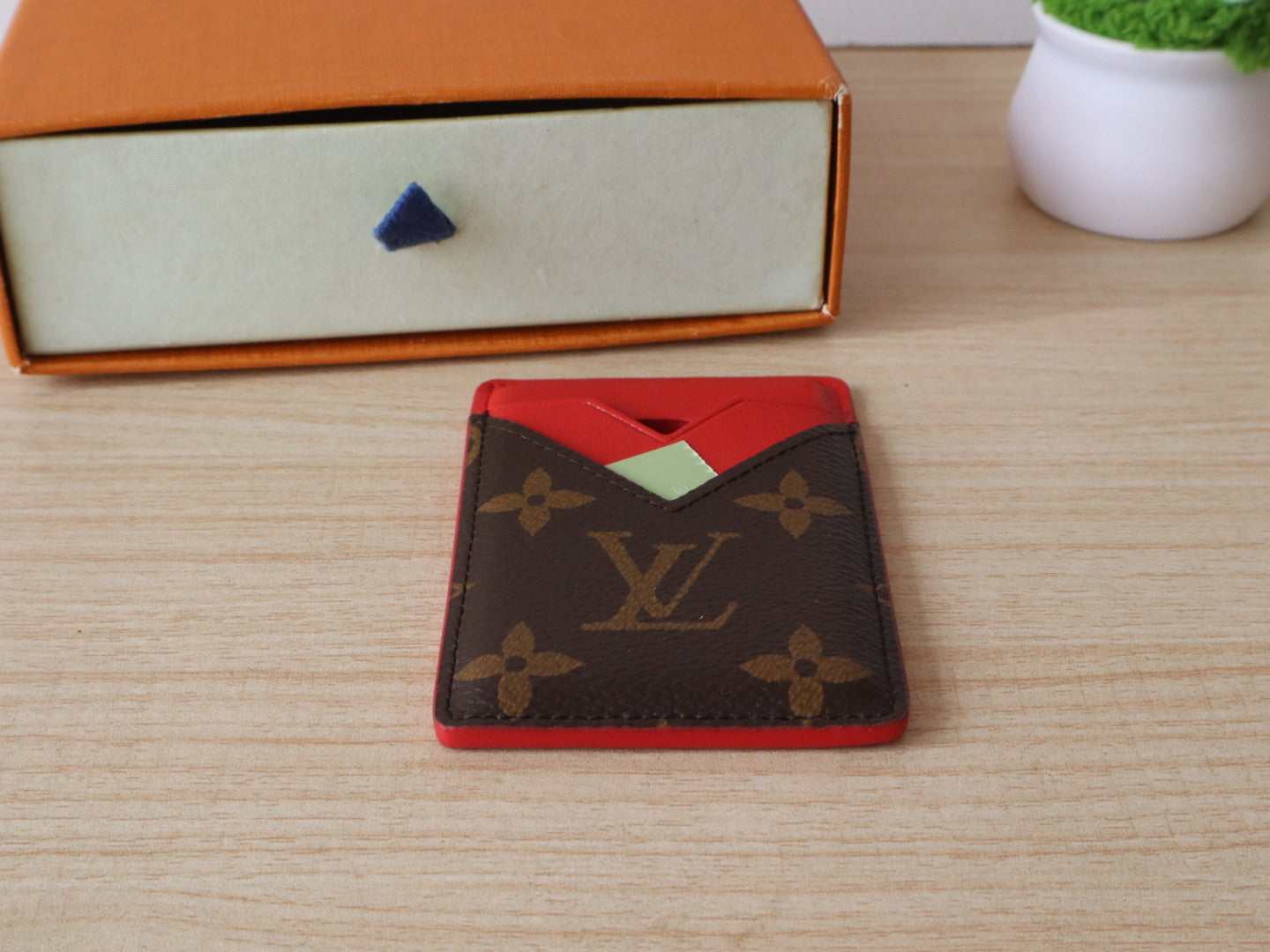 LV Porte-Cartes Magnet Brown Red Monogram Canvas & Cowhide mysite