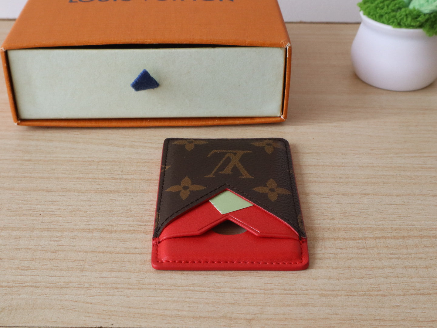 LV Porte-Cartes Magnet Brown Red Monogram Canvas & Cowhide mysite