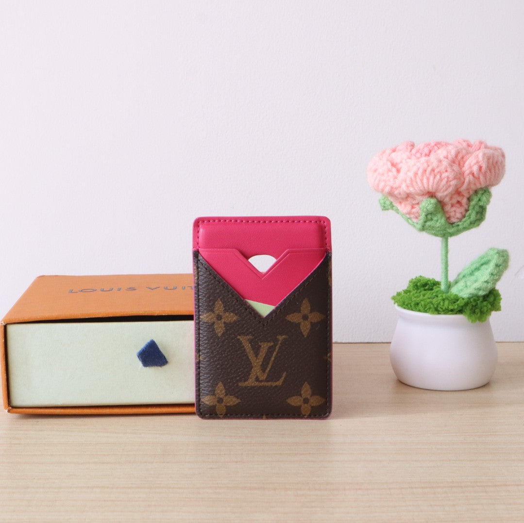 LV Porte-Cartes Magnet Brown Pink Monogram Canvas & Cowhide mysite