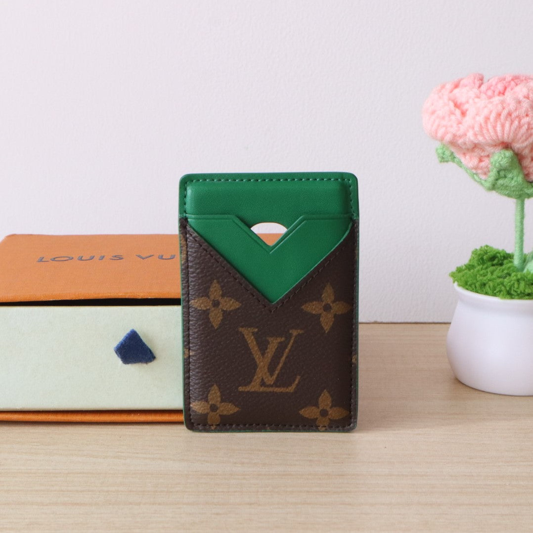 LV Porte-Cartes Magnet Brown Green Monogram Canvas & Cowhide mysite