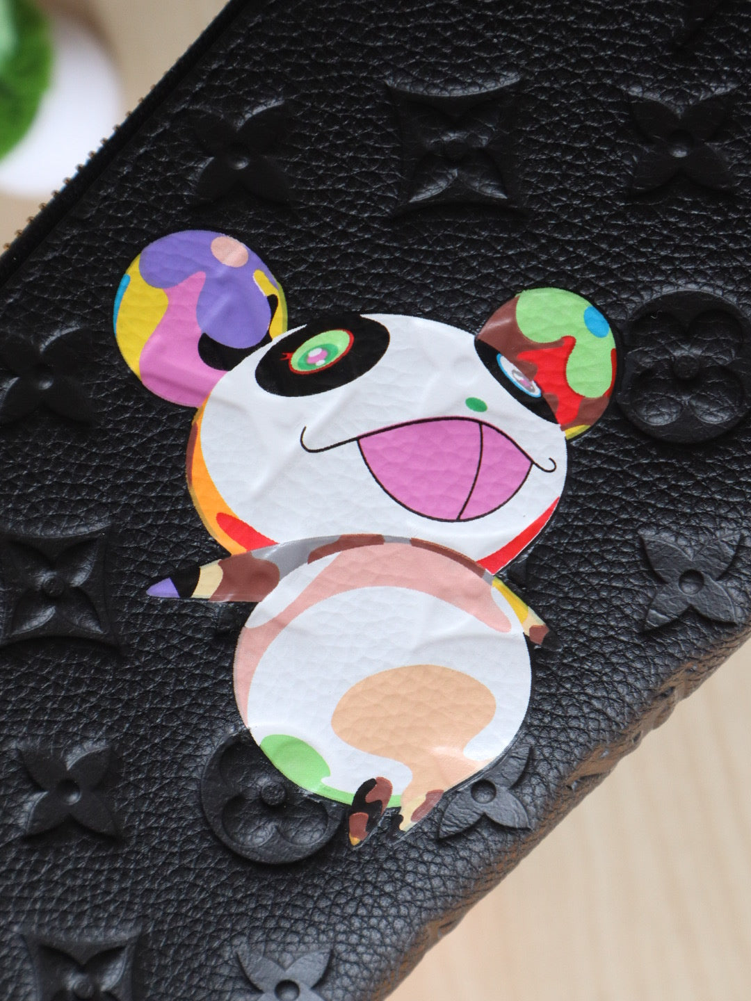 LV × TM Zippy Wallet Panda Black Monogram-embossed Cowhide mysite