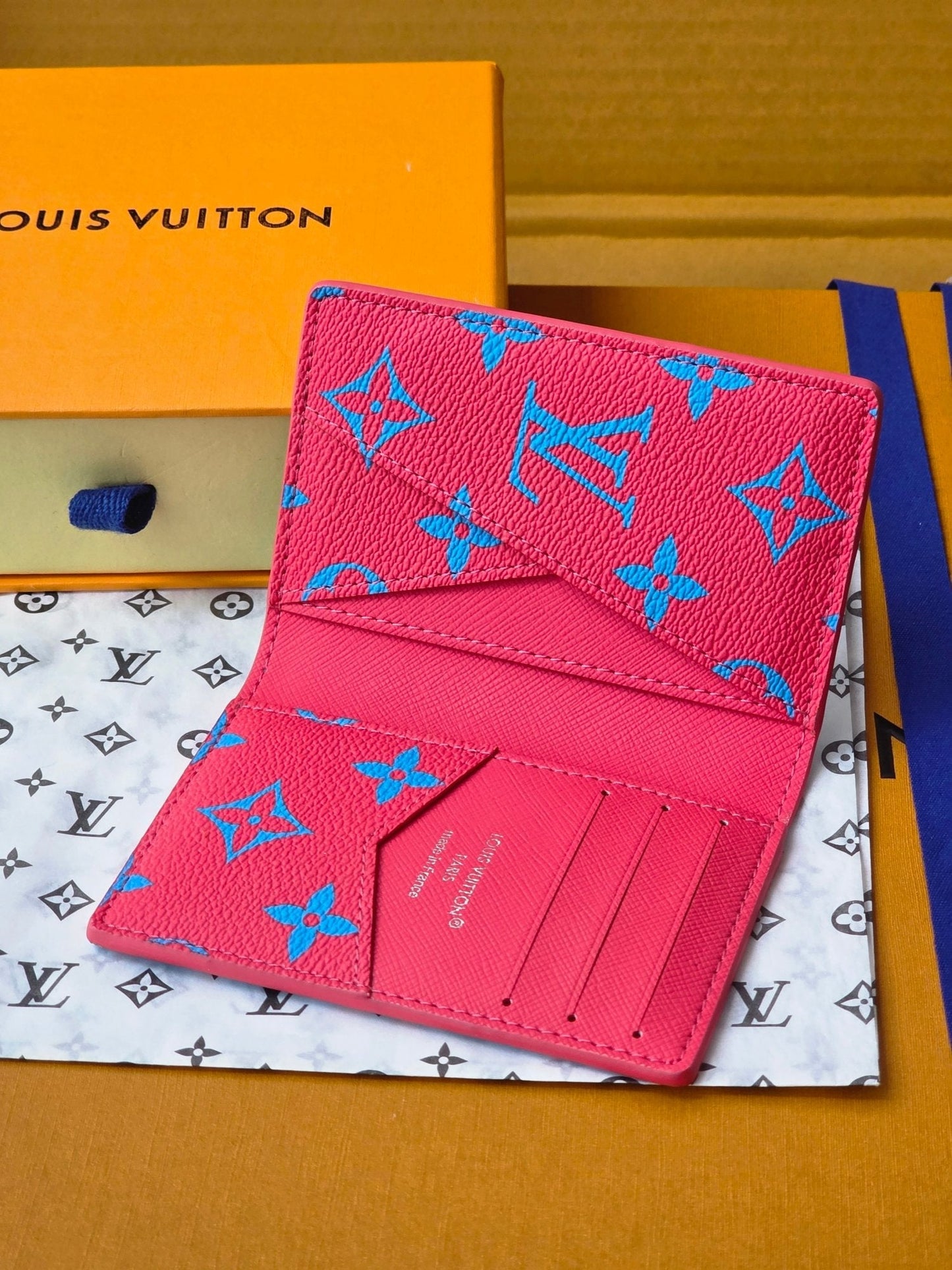 LV M14767 Pocket Organizer Blue Red Monogram Glow Canvas & Cowhide mysite