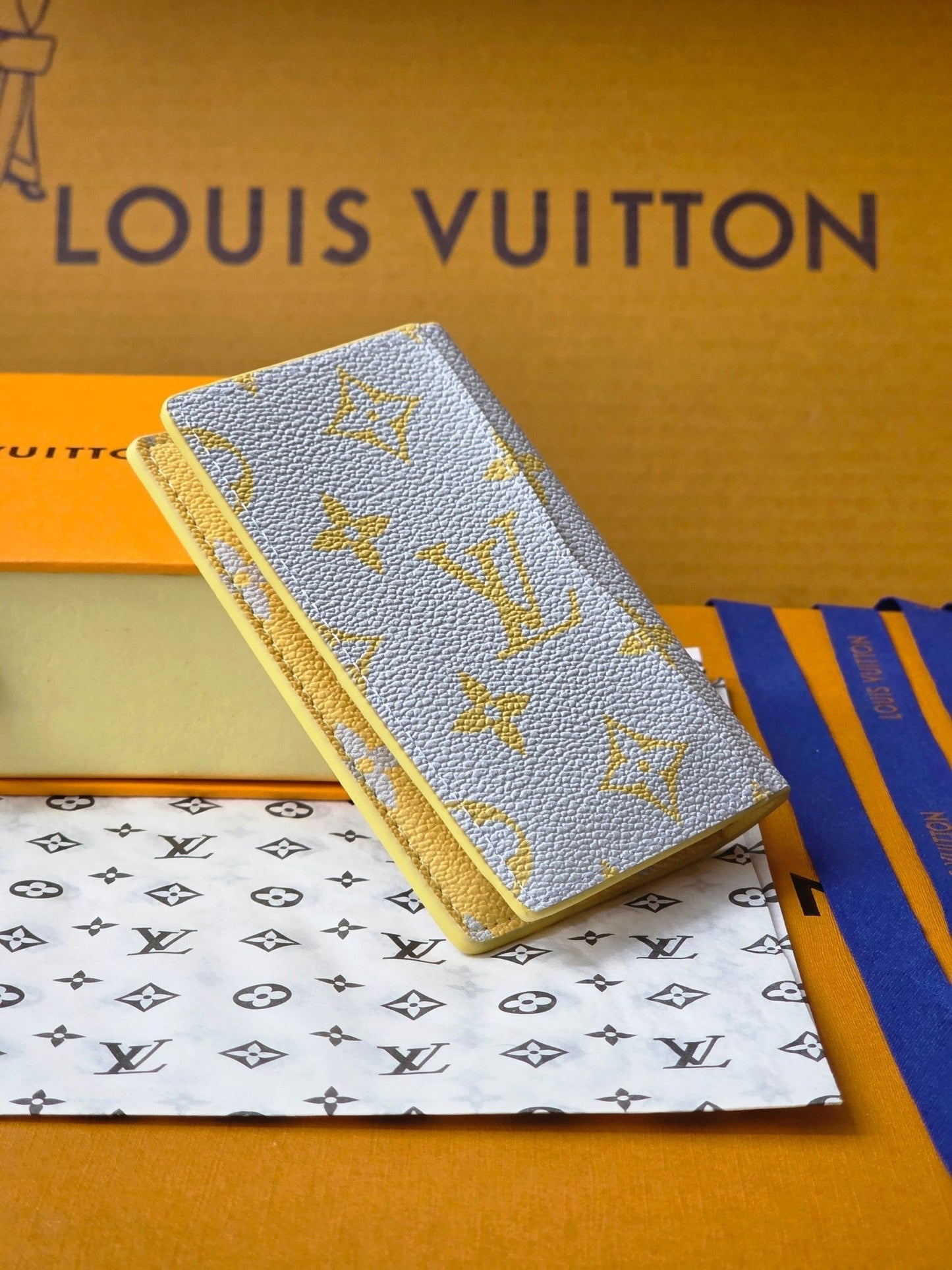 LV M14769 Pocket Organizer Gray Yellow Monogram Glow Canvas & Cowhide mysite