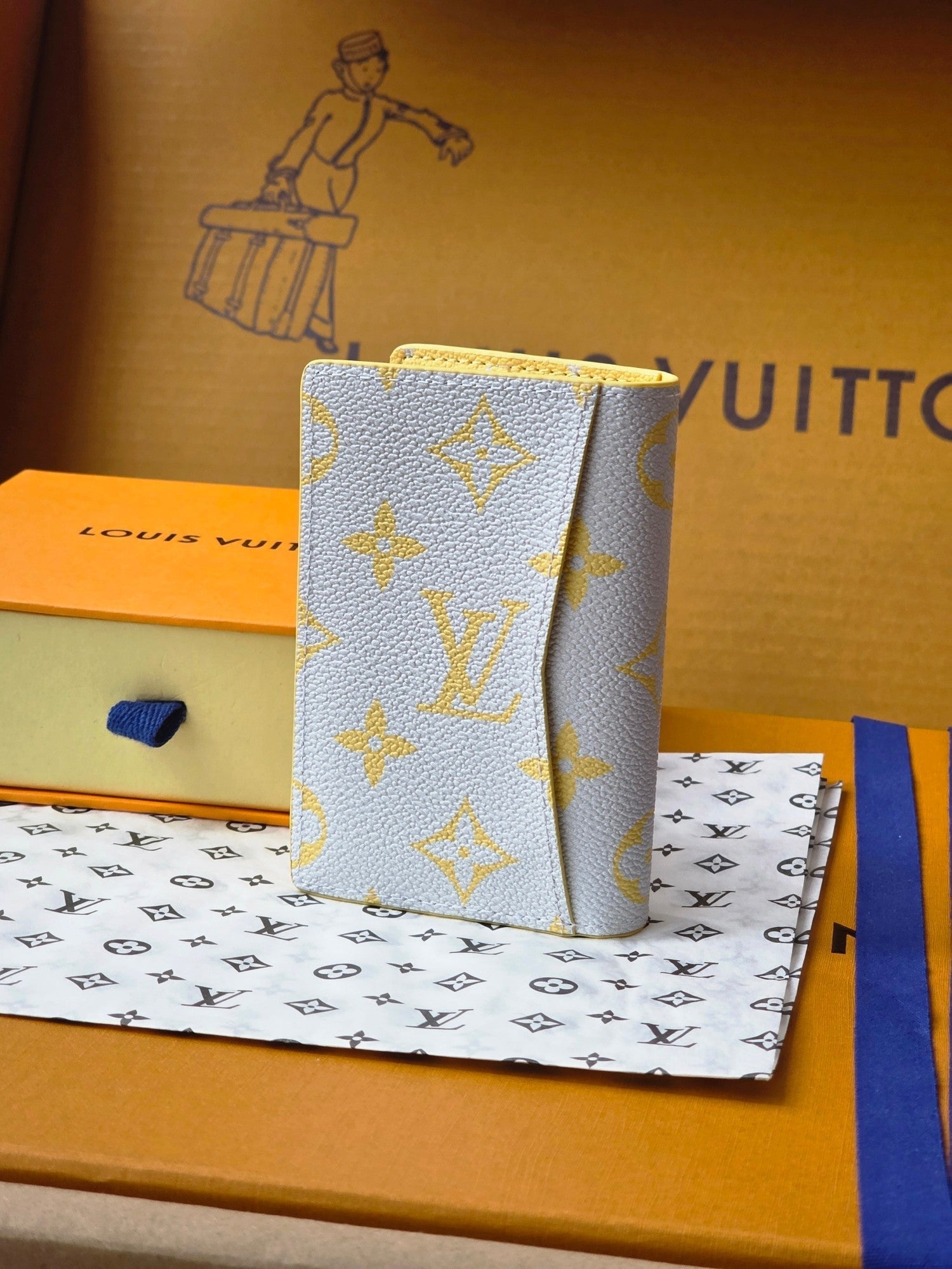 LV M14769 Pocket Organizer Gray Yellow Monogram Glow Canvas & Cowhide mysite