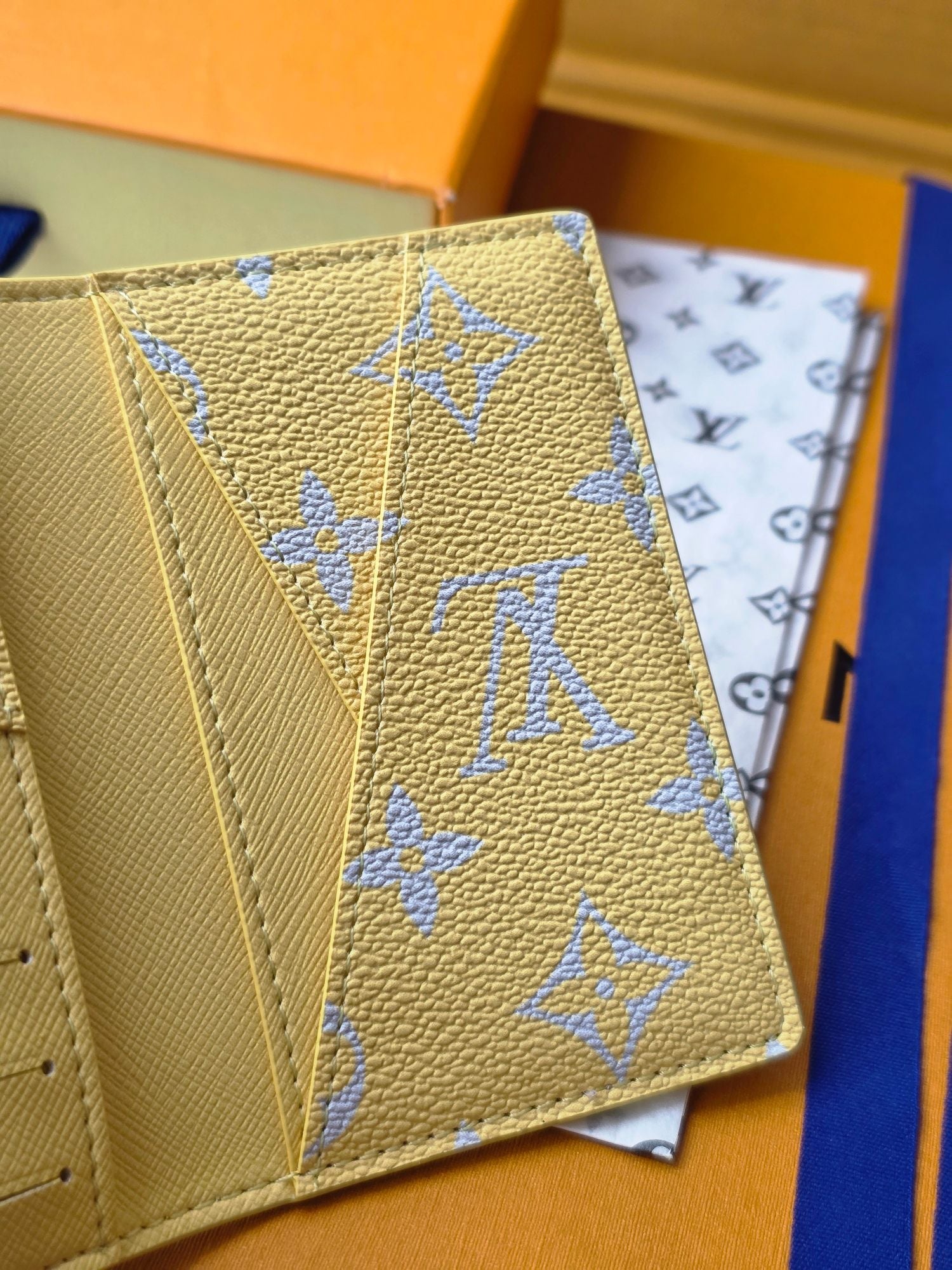 LV M14769 Pocket Organizer Gray Yellow Monogram Glow Canvas & Cowhide mysite