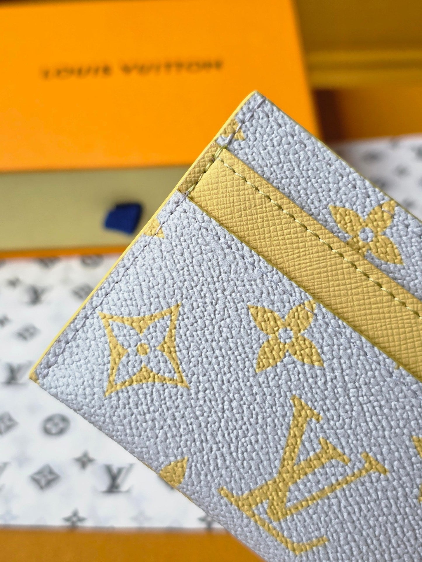 LV M14771 Double Card Holder  Gray Yellow Monogram Glow Canvas & Cowhide mysite