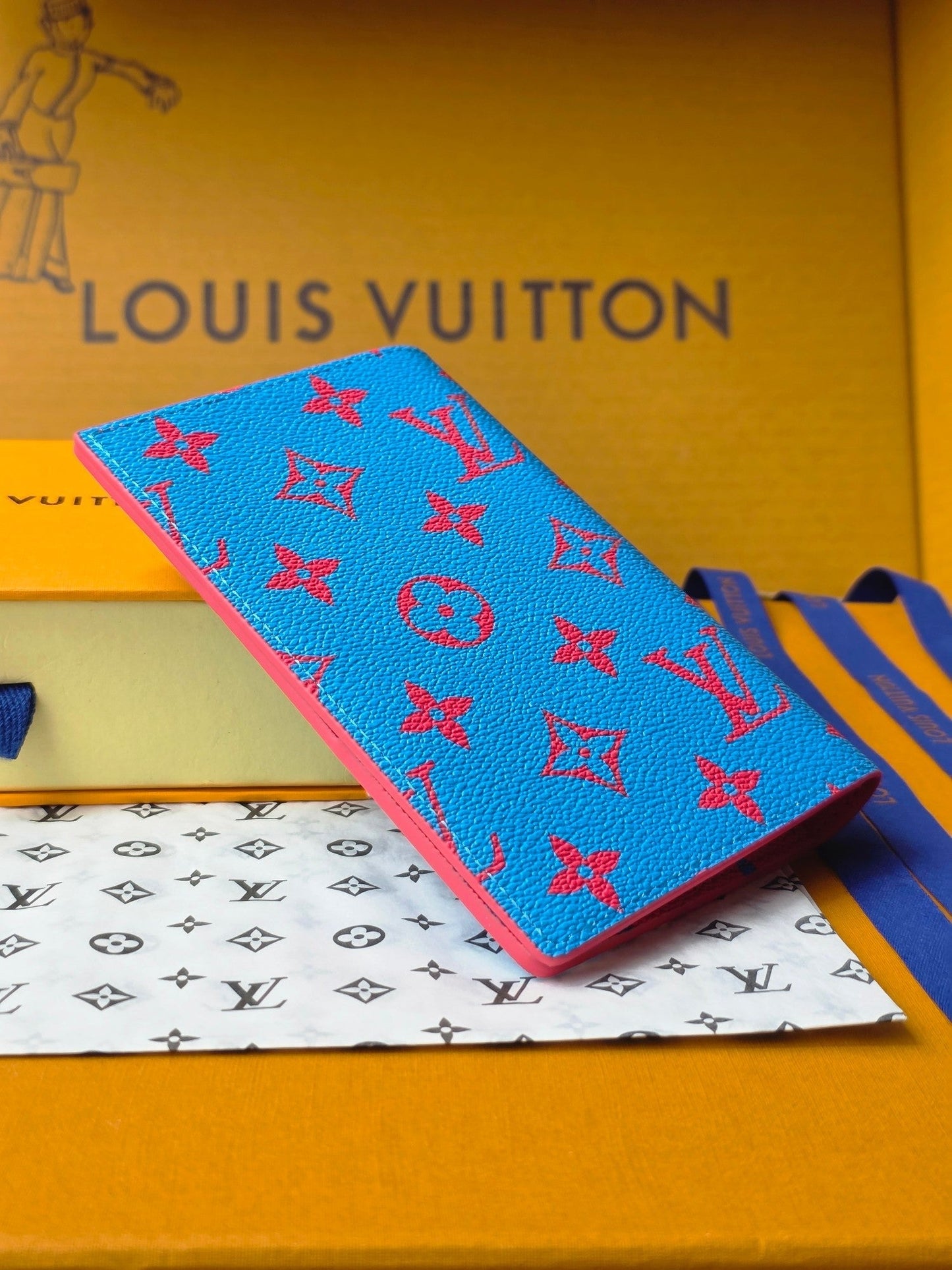 LV M14770 Passport Cover Blue Red Monogram Glow Canvas & Cowhide mysite