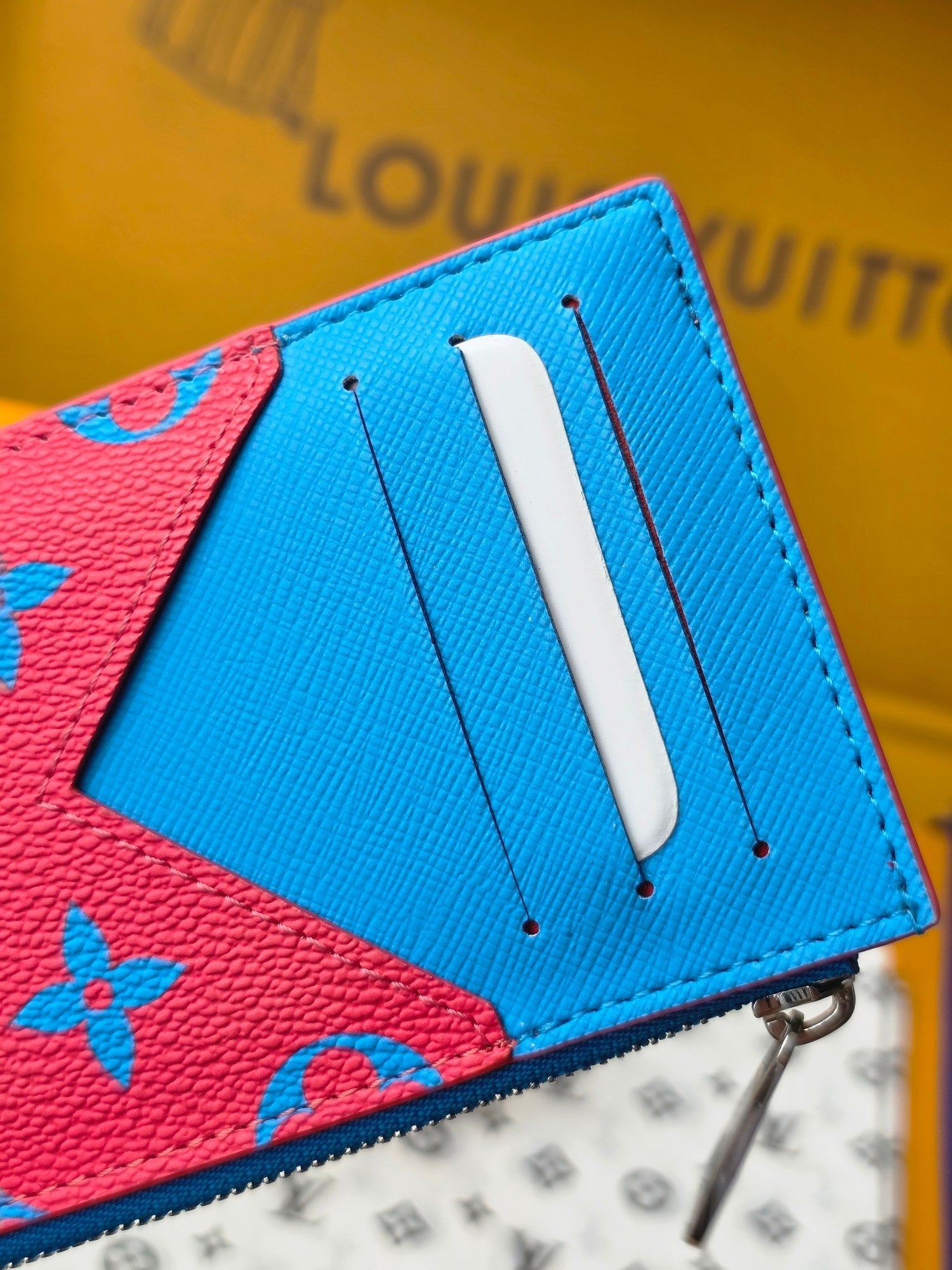 LV M14762 Coin Card Holder Blue Red Monogram Glow Canvas & Cowhide mysite