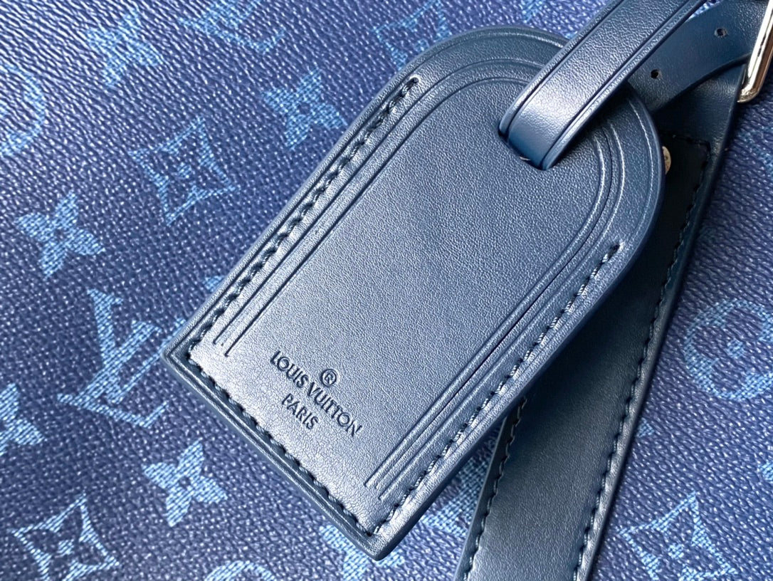 KEEPALL BANDOULIÈRE 55 IN NAVY GREEN MONOGRAM GRADIENT CANVAS mysite