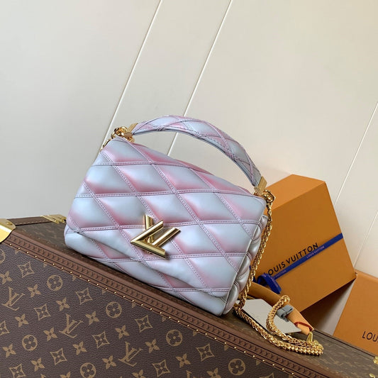 LV GO-14 MM 23cm Mix Pink Blue Lambskin GHW mysite