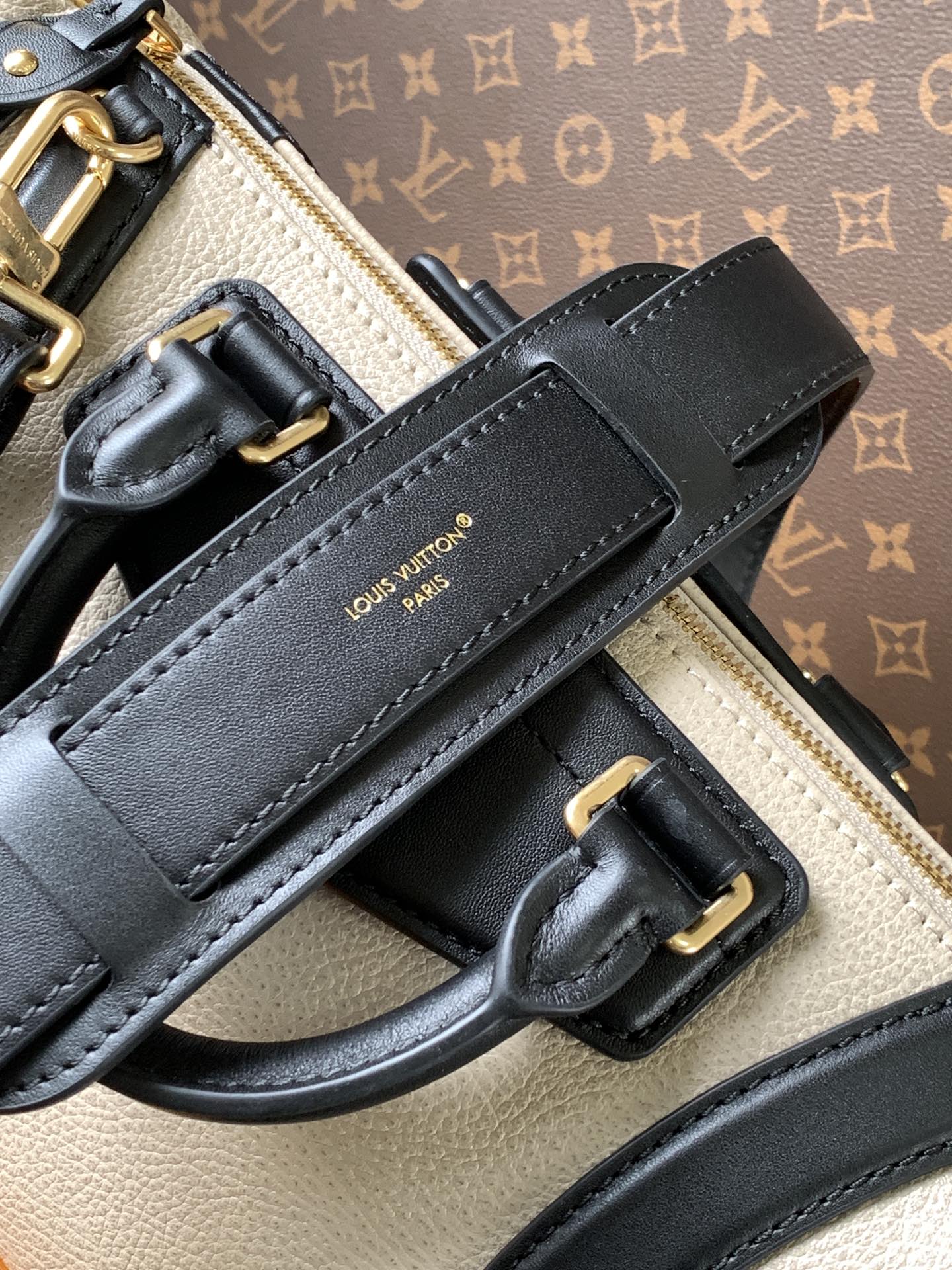 LV Nano LV Biker 30cm Black Beige Sheepskin & Cowhide Metal mysite