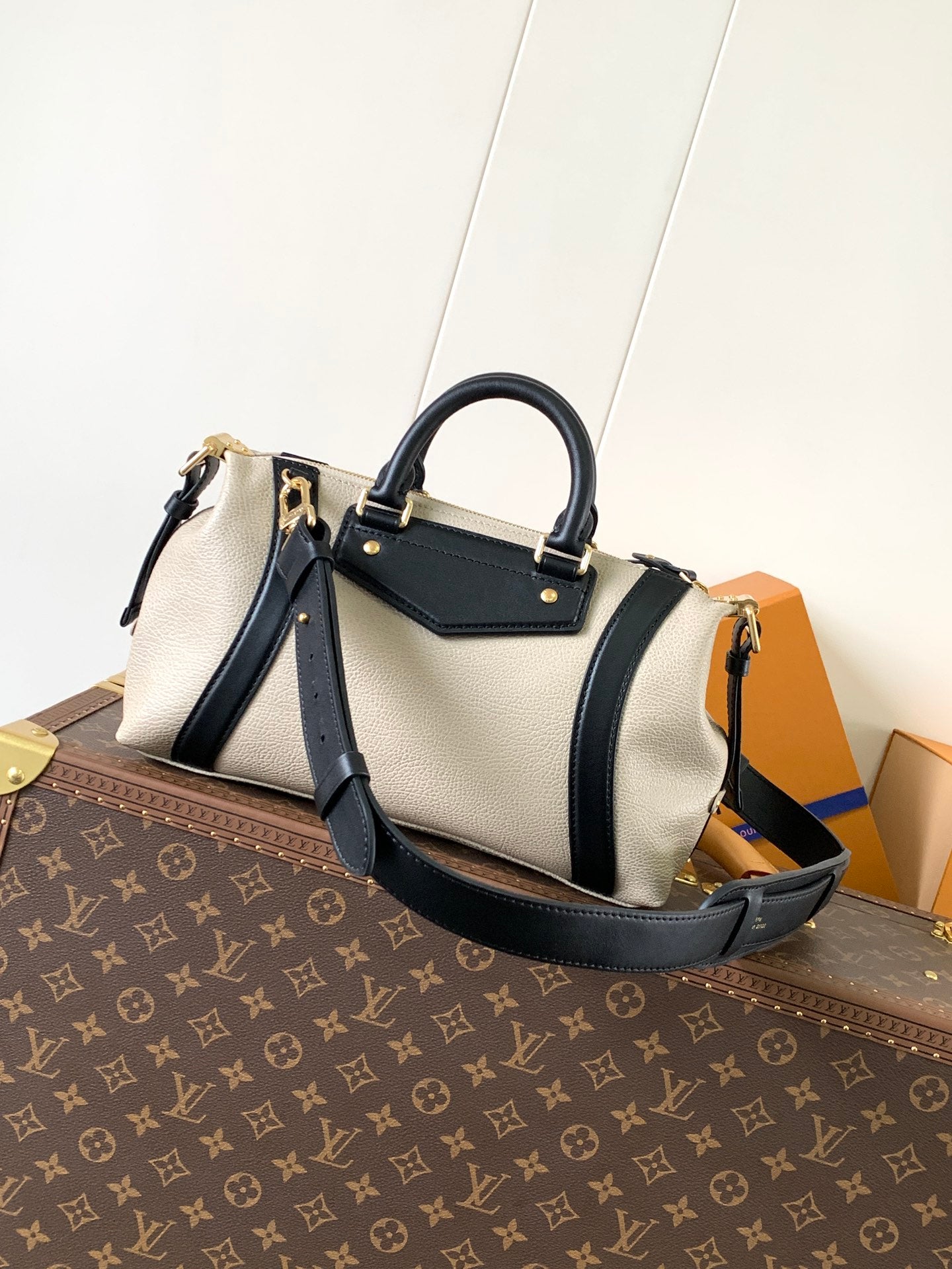 LV Nano LV Biker 30cm Black Beige Sheepskin & Cowhide Metal mysite