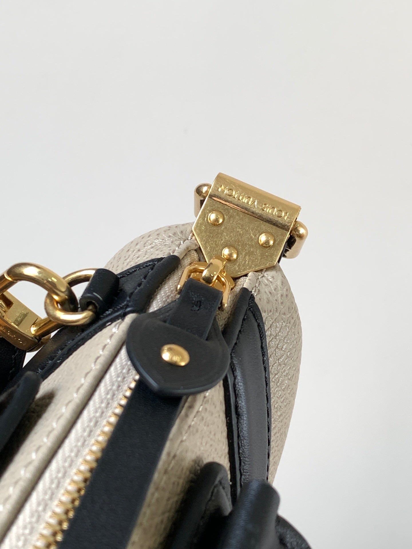 LV Nano LV Biker 23cm Black Beige Sheepskin & Cowhide Metal mysite