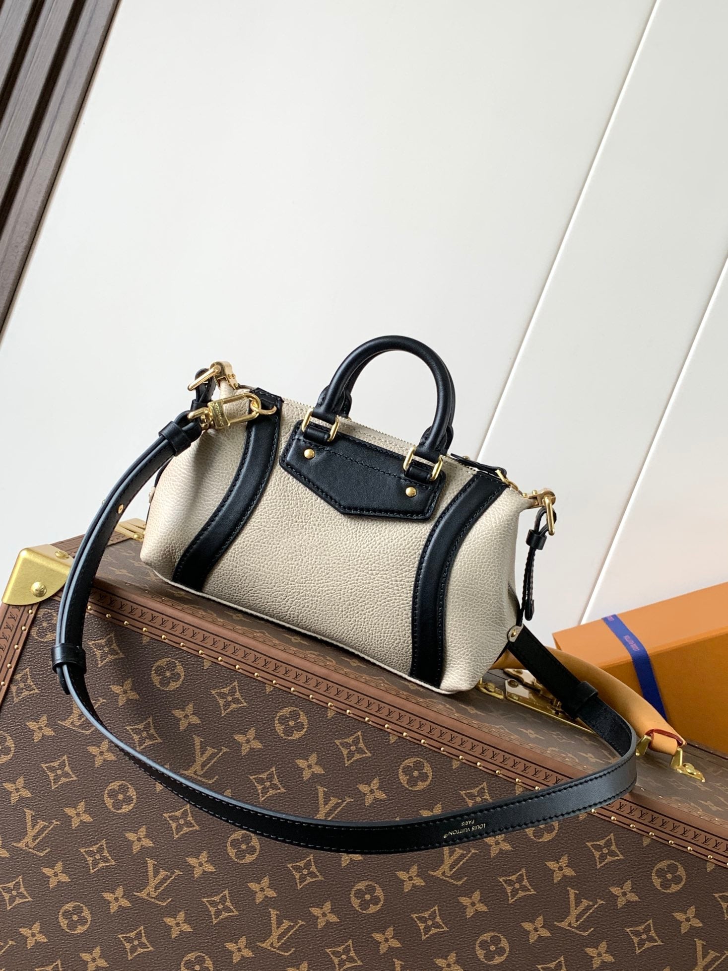 LV Nano LV Biker 23cm Black Beige Sheepskin & Cowhide Metal mysite