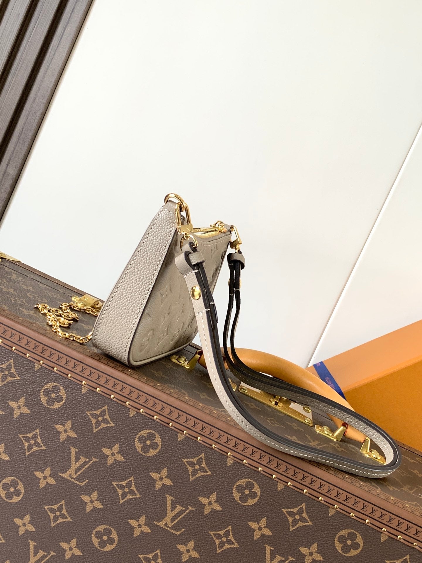 LV Easy Pouch On Strap Tourterelle Beige Embossed Monogram Empreinte Cowhide 251751 mysite