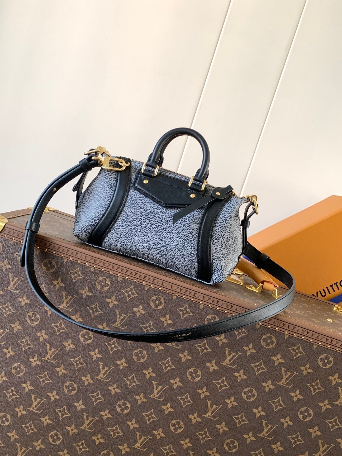 LV Nano LV Biker 23cm Black Light Gray Sheepskin & Cowhide Metal mysite