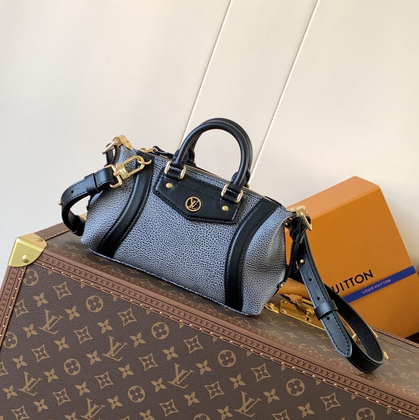 LV Nano LV Biker 23cm Black Light Gray Sheepskin & Cowhide Metal mysite