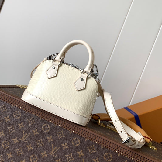LV Alma BB Handbag 18cm White Epi Cowhide Metal HW mysite
