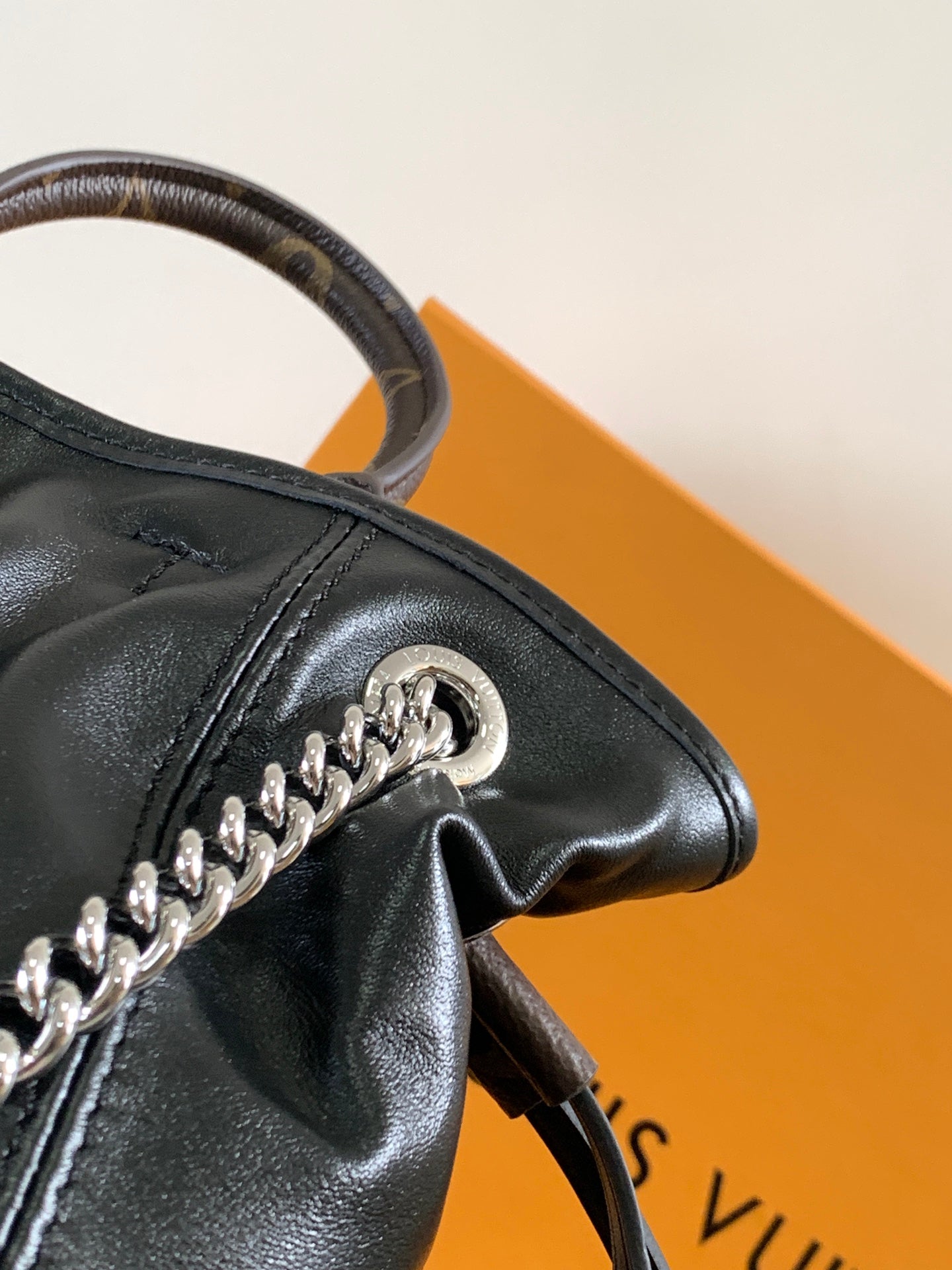 LV Off Duty Backpack 24cm Black Lambskin Sliver HW mysite