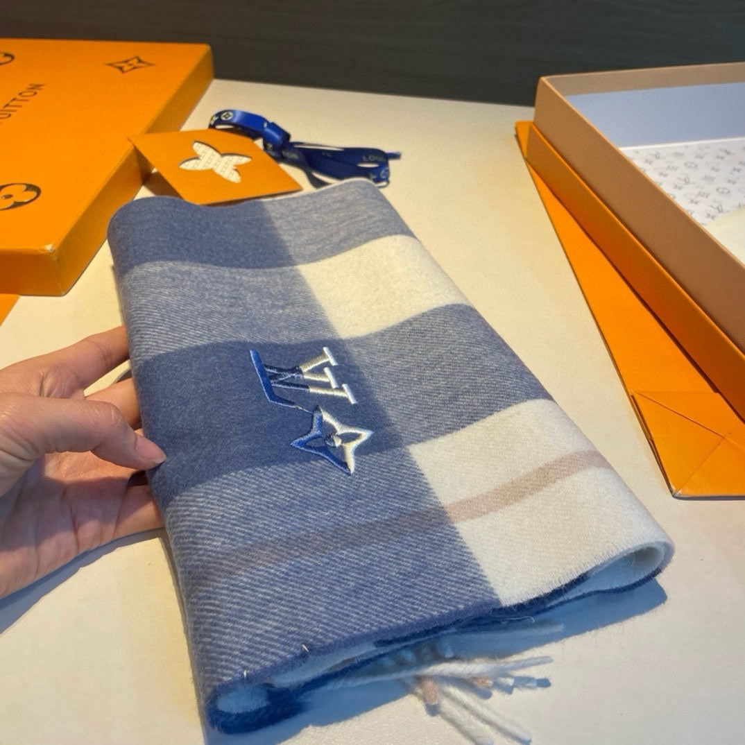 SCARF 185 CM IN BLUE CASHMERE 387890 mysite