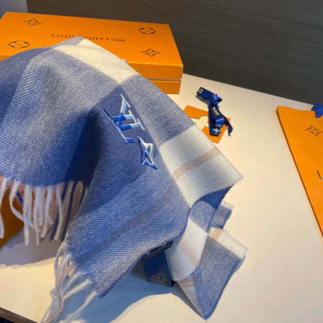 SCARF 185 CM IN BLUE CASHMERE 387890 mysite