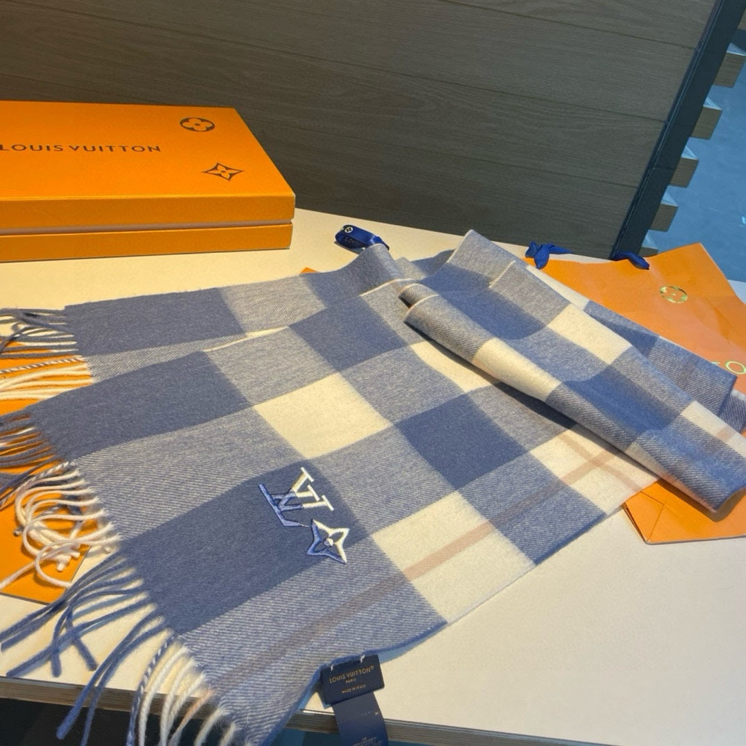 SCARF 185 CM IN BLUE CASHMERE 387890 mysite