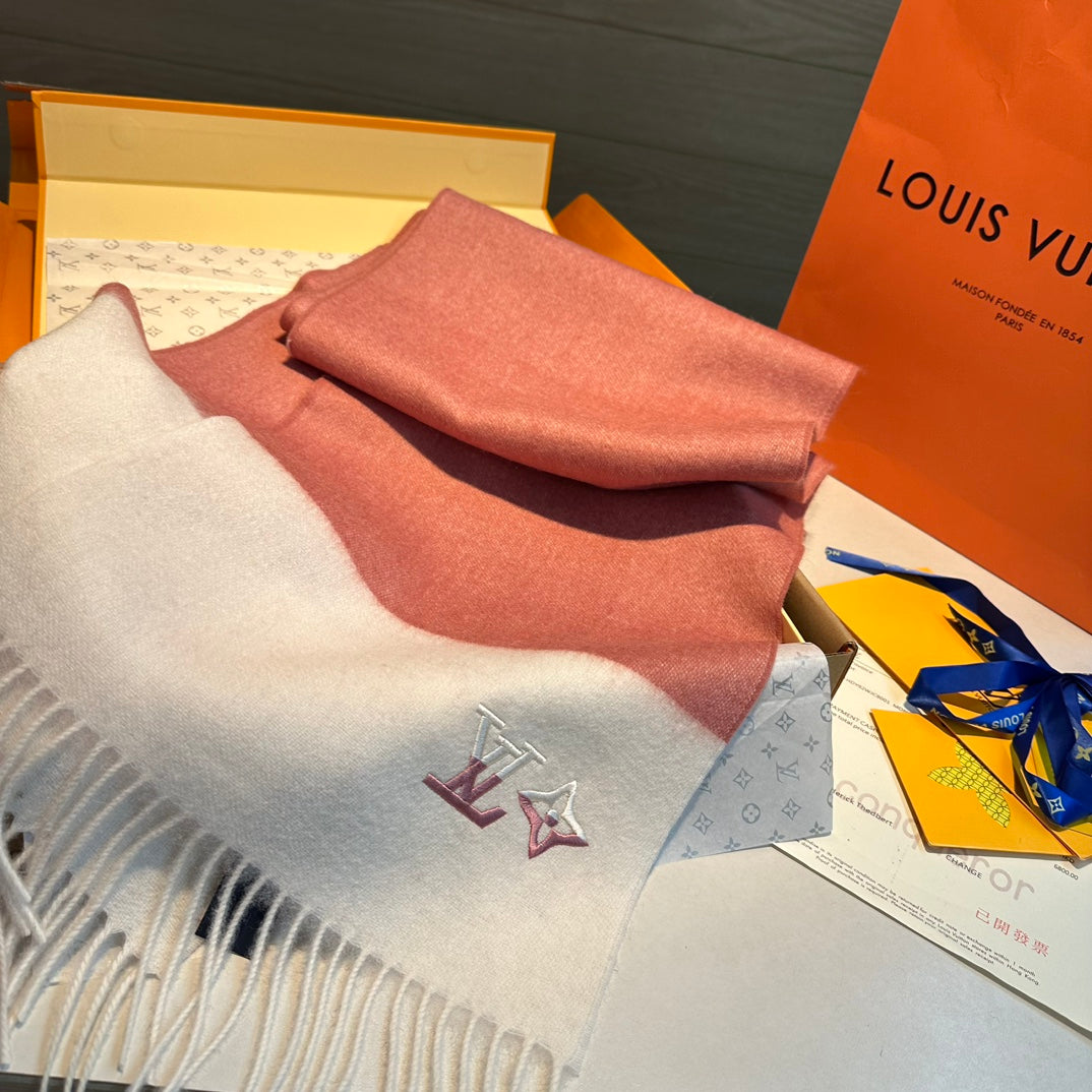 SCARF 185 CM IN BLUSH PINK MIX WHITE CASHMERE 390094 mysite