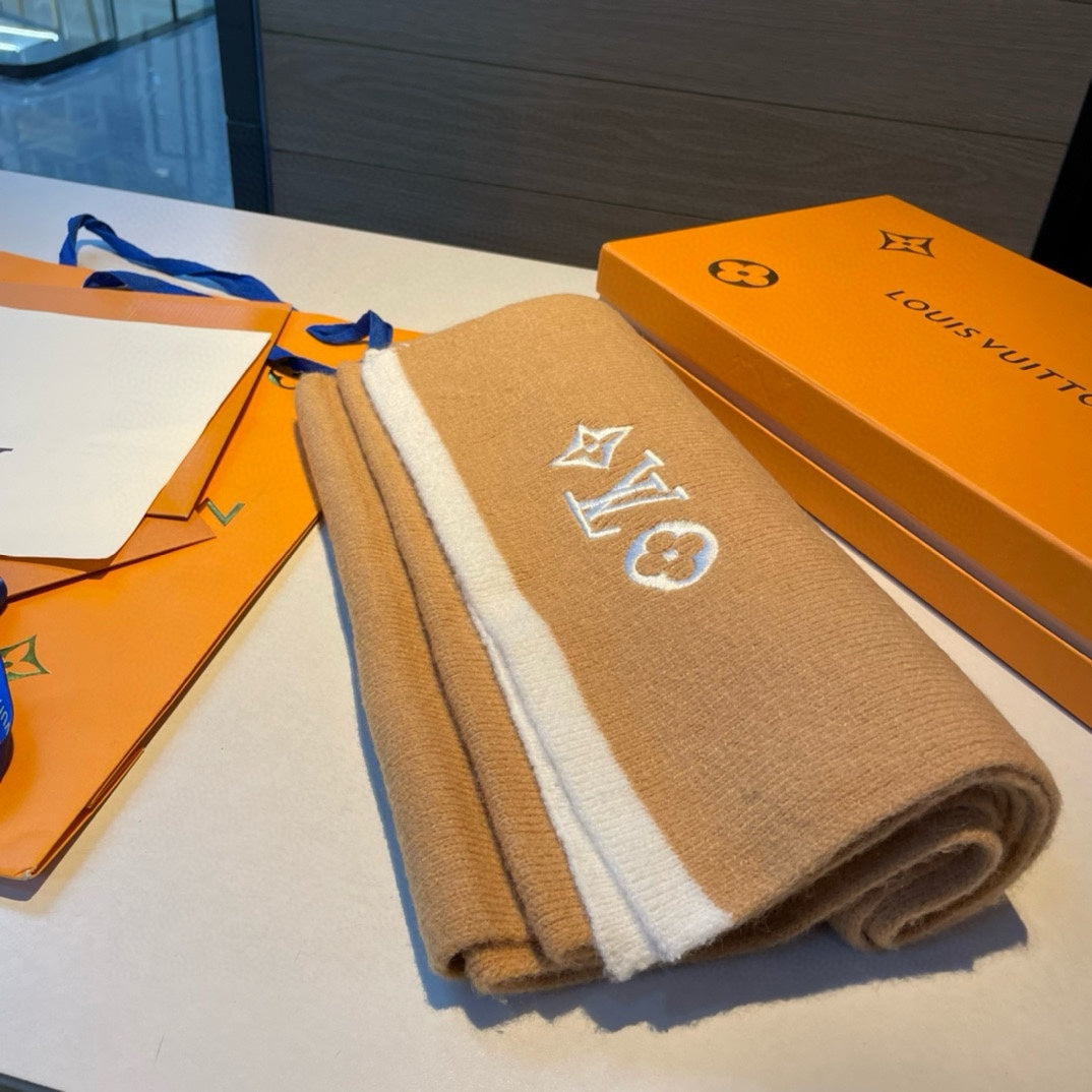 HEADLINE SCARF 200 CM IN PEANUT BROWN WOOL 393251 mysite