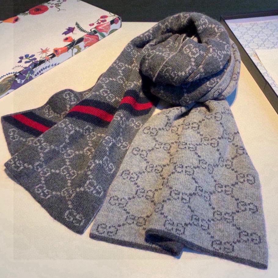 CLASSIC SCARF 180 CM IN DARK GRAY MONOGRAM CASHMERE 401994 mysite