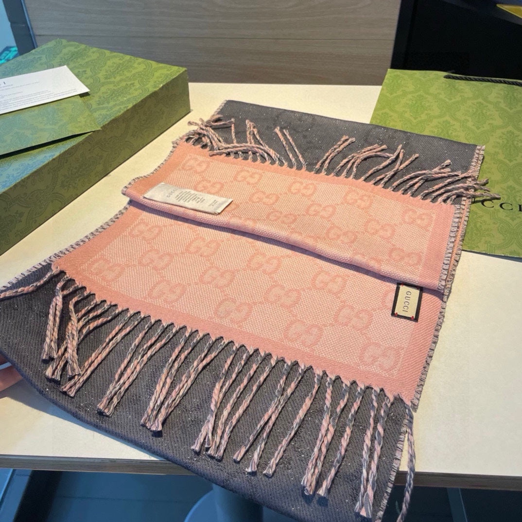 SCARF IN MOUSE GRAY AND LIGHT PINK WOOL 405143 mysite