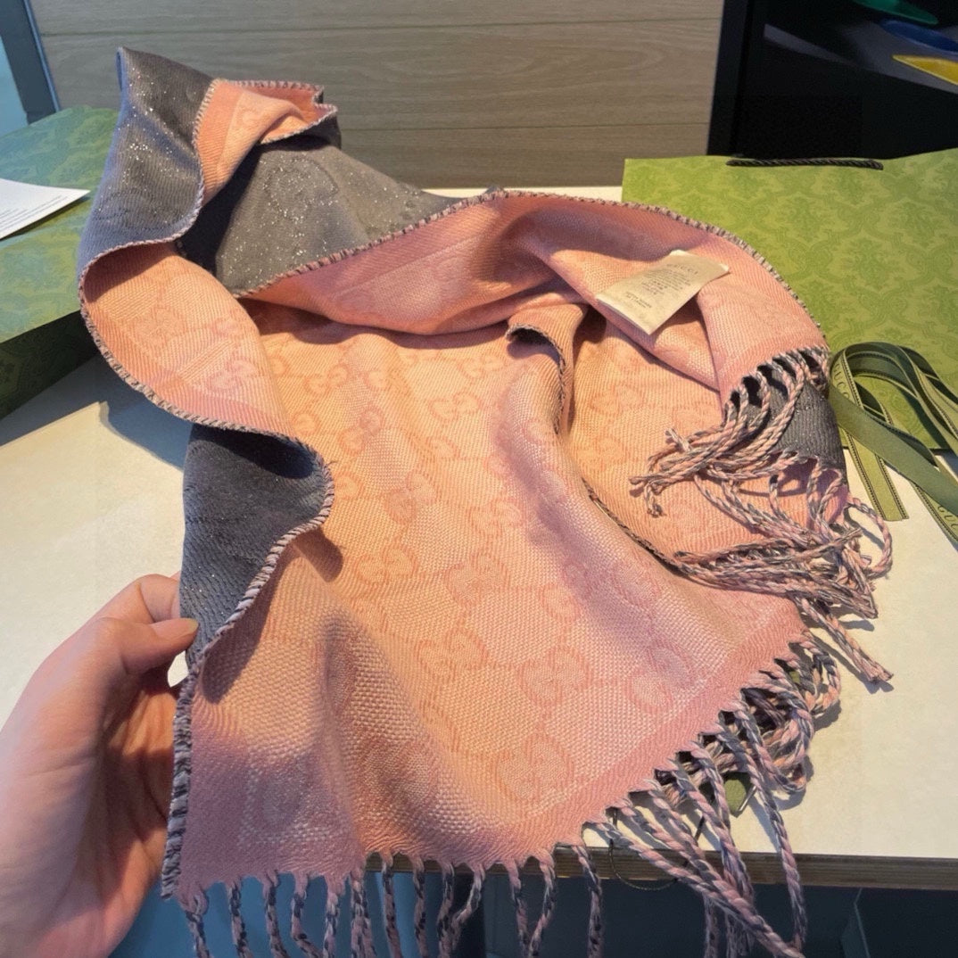 SCARF IN MOUSE GRAY AND LIGHT PINK WOOL 405143 mysite