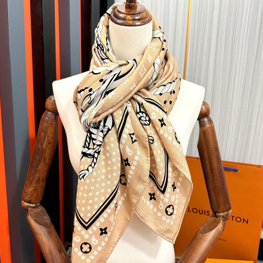 SAILOR BANDANA SQUARE IN BISQUE BEIGE SILK SCARF 140 CM mysite
