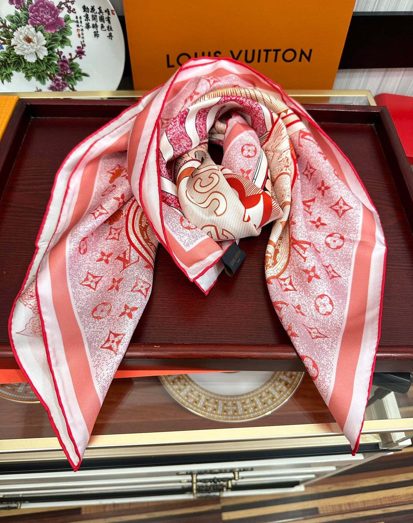 SQUARE SILK SCARF MALLES MERVEILLEUSES 90 CM PINK 399996 mysite