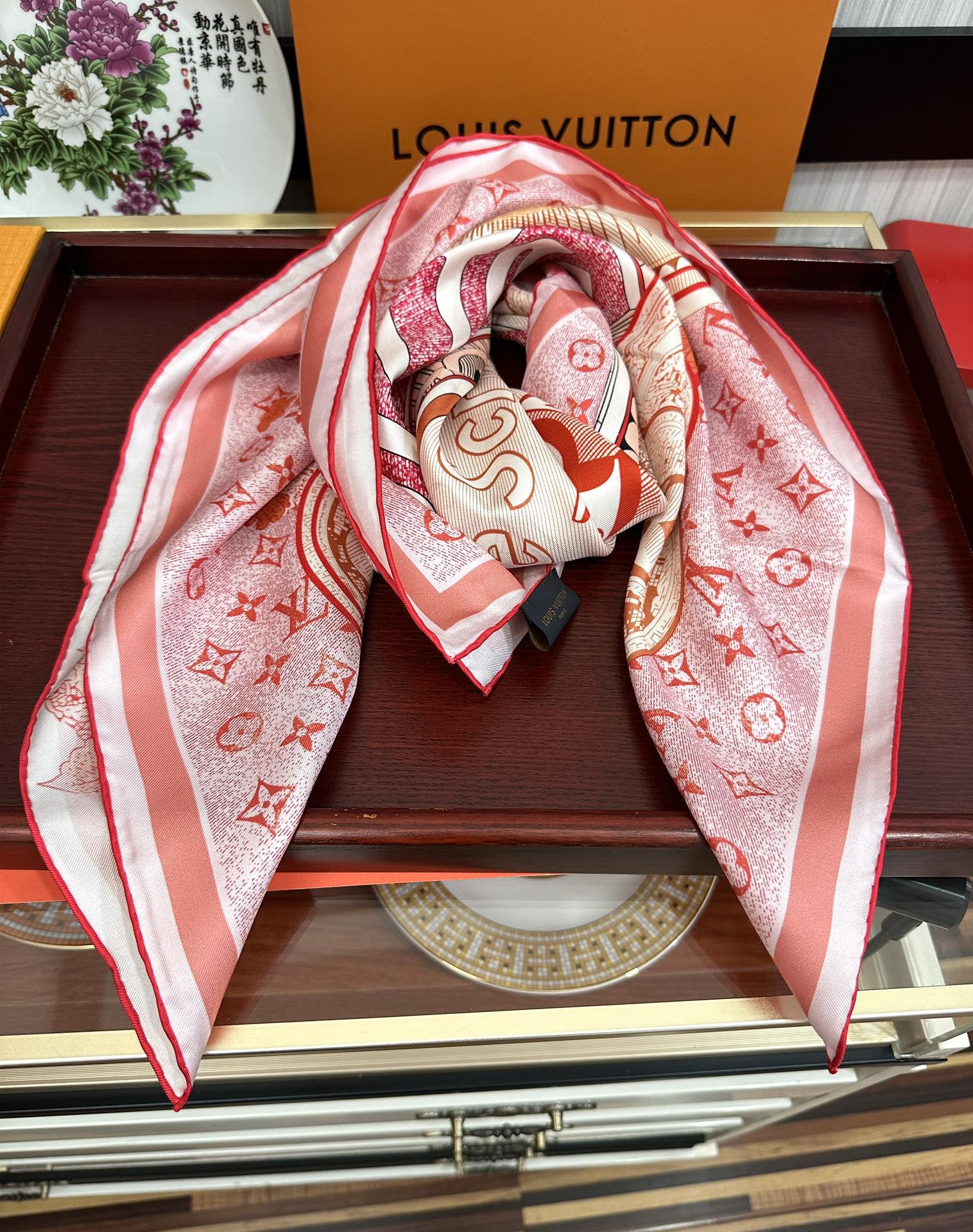 SQUARE SILK SCARF MALLES MERVEILLEUSES 90 CM PINK 399996 mysite