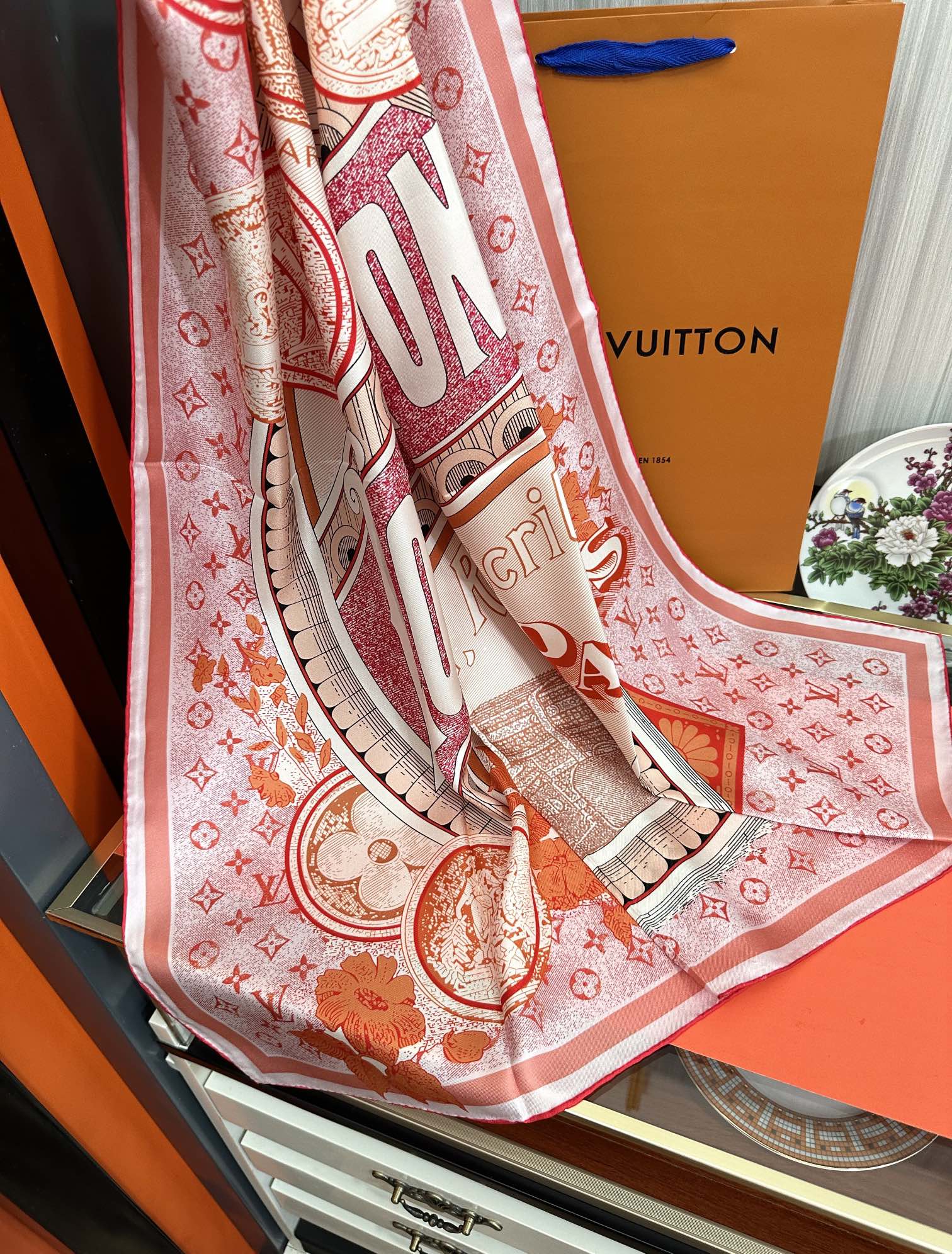 SQUARE SILK SCARF MALLES MERVEILLEUSES 90 CM PINK 399996 mysite