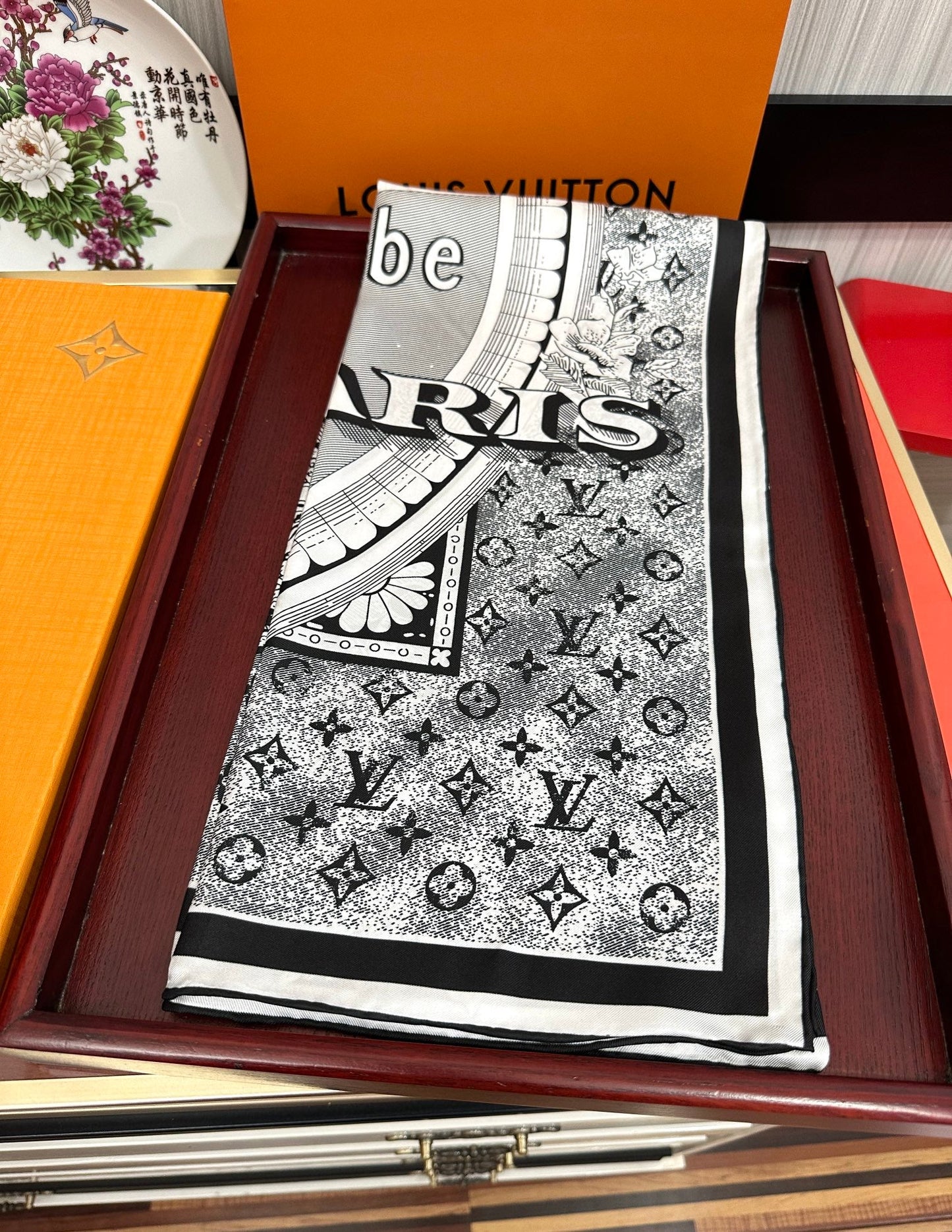 SQUARE SILK SCARF MALLES MERVEILLEUSES 90 CM BLACK MIX WHITE 399997 mysite